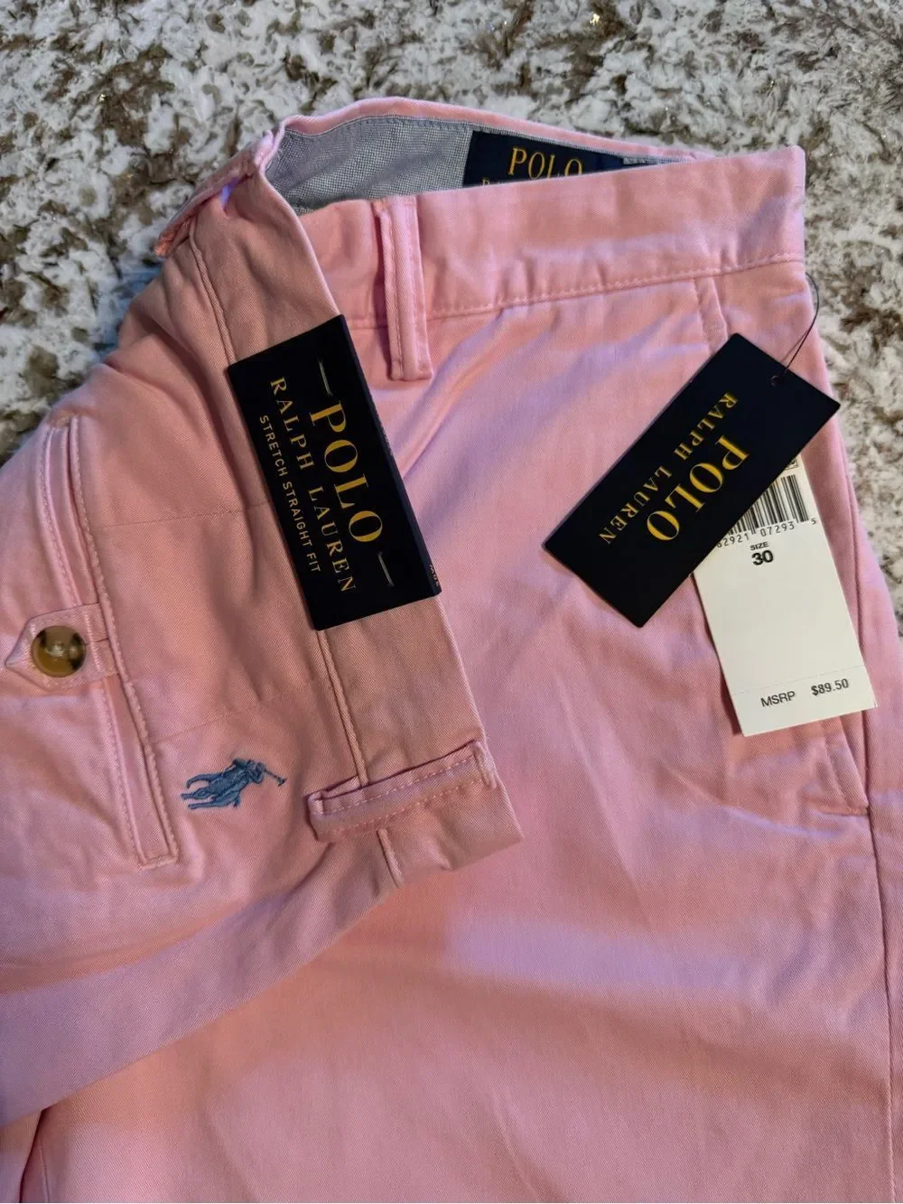 Polo Ralph Lauren Stretch Straight Fit Chino Shorts Pink Size 30 NWT